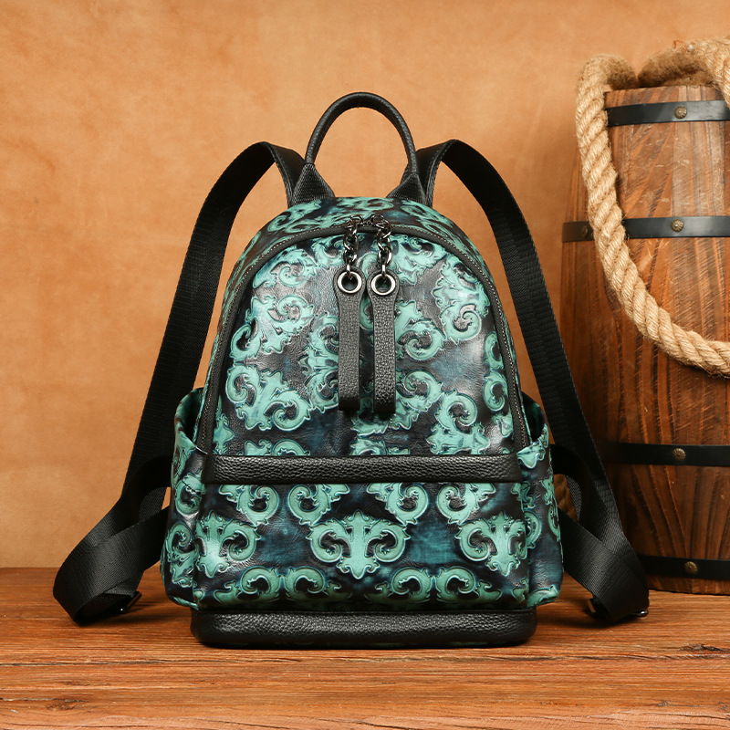 Leather Backpack Vintage - Johnature, mochila Retro de cuero genuino