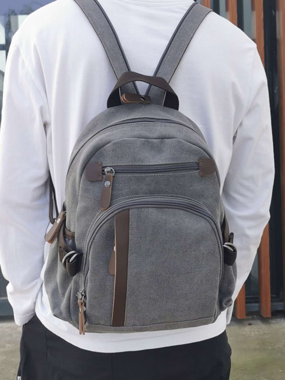 Canvas Backpack Casual - Mochila pequeña de lona, bolsa de