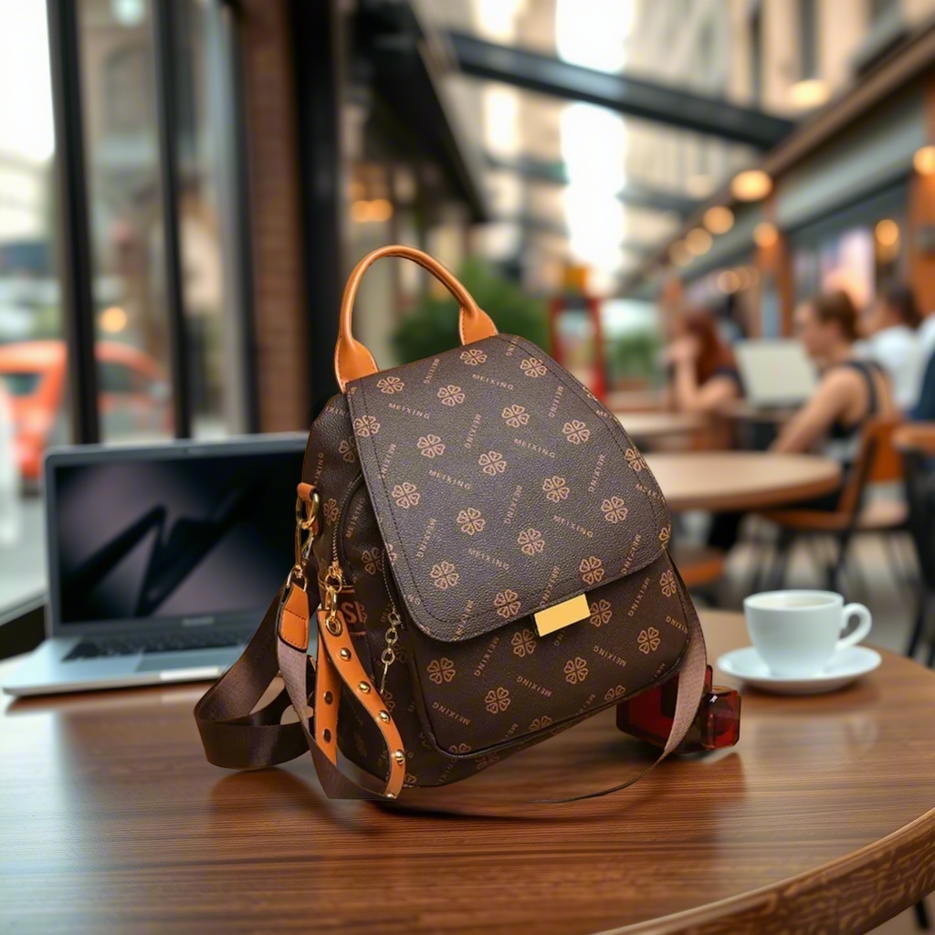 Leather Backpack Vintage - Mochila Retro Estampada para Mujer, de