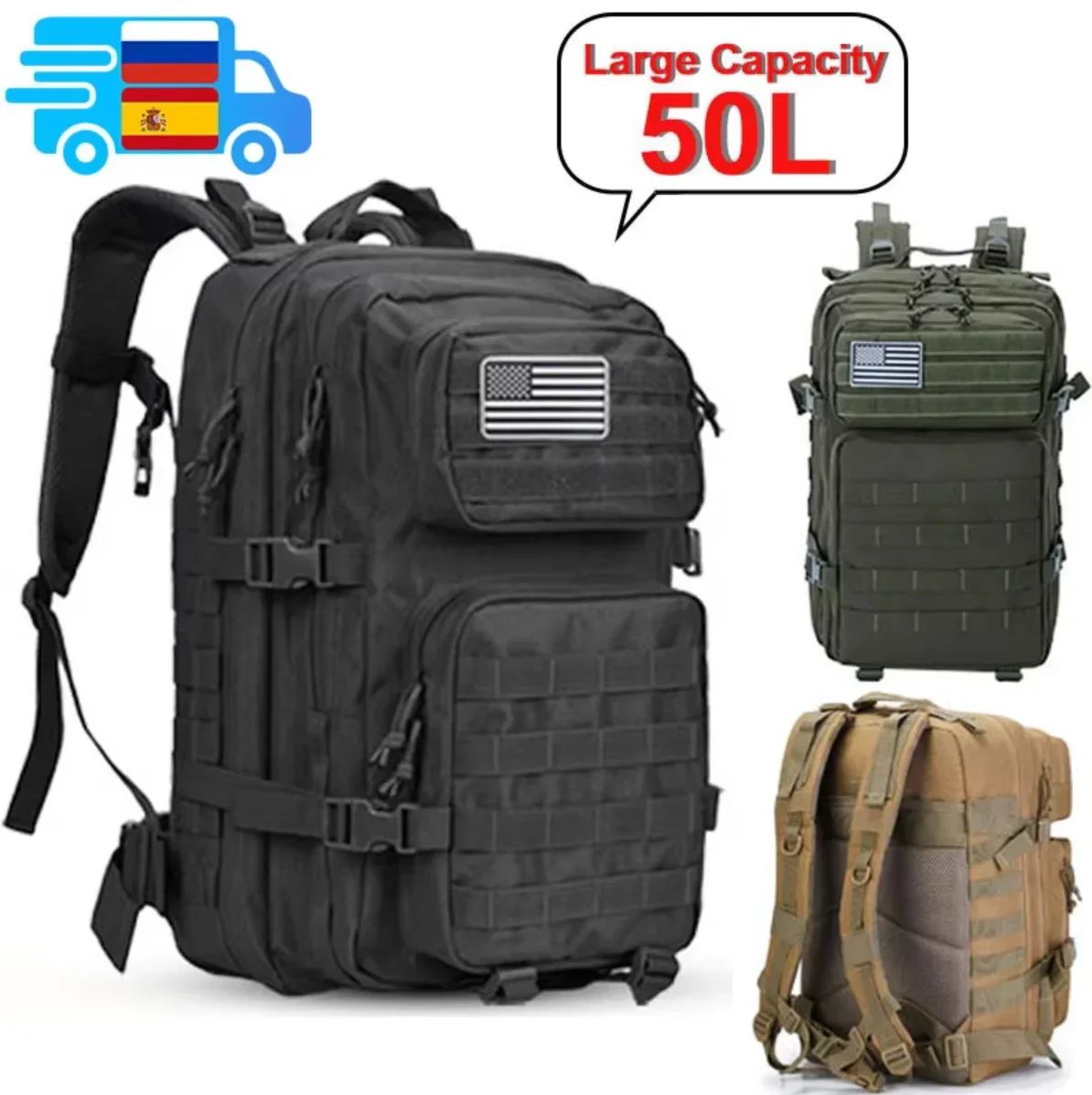 Mochila Táctica 2Q-50L para Ho - Rucksack Military Style reseña y precio